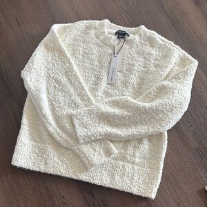 Evereve Cream Bouclé Crewneck Sweater